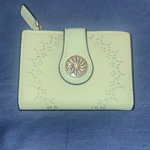 Green Women's Wallet with Floral Design